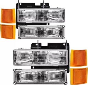 Fleetwood Discovery Replacement Headlights, Turn Signal Lights, Side Markers 8 Piece Set (Left & Right)
