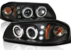 Damon Tuscany Black Projector Headlight Assemblies Pair (Left & Right)