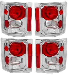 National RV Sea View Chrome Tail Light Lens & Housing 4 Piece Set (Left & Right)