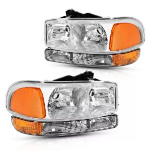 Tiffin Allegro (32ft & 35ft) Clear Lens Chrome Headlights & Turn Signal Lights 4 Piece Set (Left & Right)