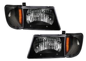 Coachmen Leprechaun Black Headlights & Corner Turn Signal Lamps Set (4 Piece Set)