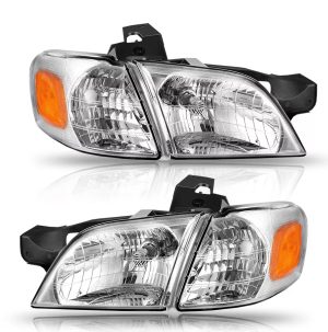 Fleetwood Fiesta Replacement Headlight Assembly & Turn Signal Corner Light 4 Piece Set (Left & Right)