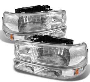 National RV Sea Breeze Clear Chrome Headlights & Turn Signal Light 4 Piece Set (Left & Right)
