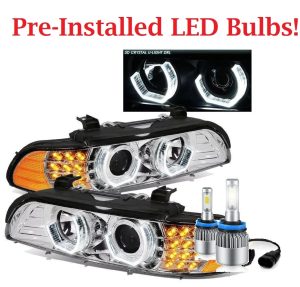 Fleetwood Pace Arrow Chrome LED Headlight Assembly Pair with LED (Left & Right)